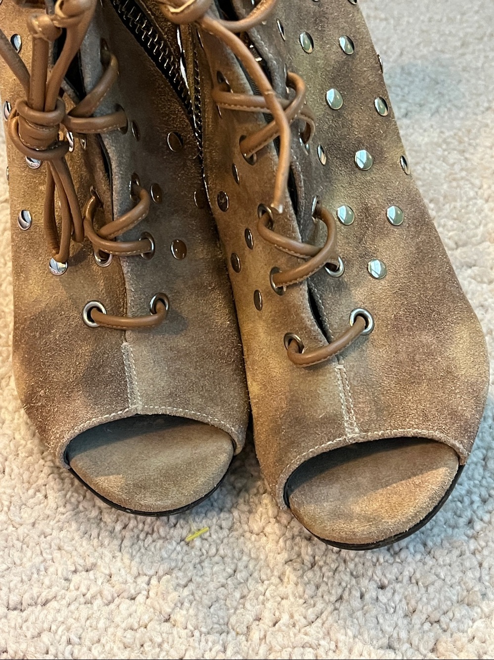 Giuseppe Zanotti High Heels Suede Ankle Bootie Studded Side Zip Laces EU 37/US 7 - Picture 6 of 16